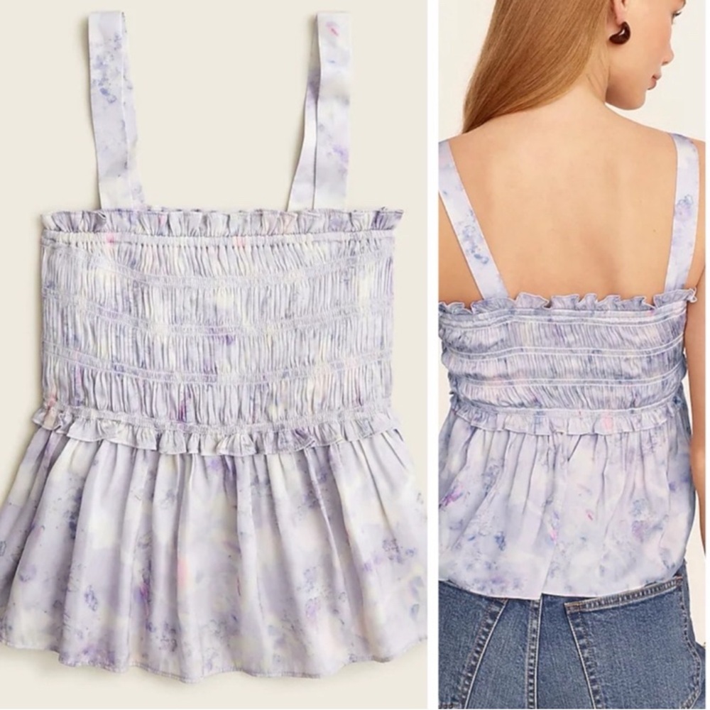 J.Crew Flora Obscura featherweigh satin tank in lavender fields